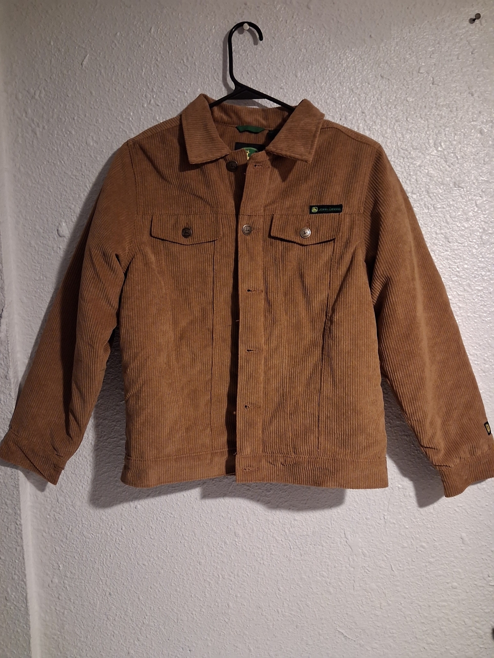 John Deere Corduroy Jean Jacket - Brown Trucker Large Smoke Pet Free Home Clean